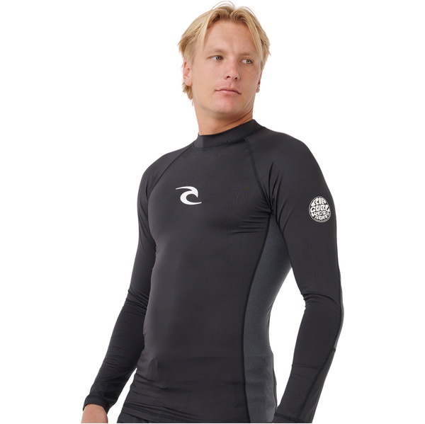 2026 Rip Curl Da Uomo Waves Perf Canotta In Lycra A Maniche Lunghe 16FMRV - Black